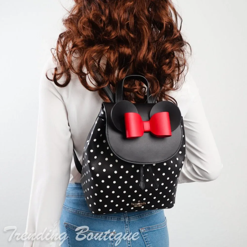 NWT Disney x Kate Spade New York Minnie Mouse Backpack in Black Multi - Picture 2 of 13